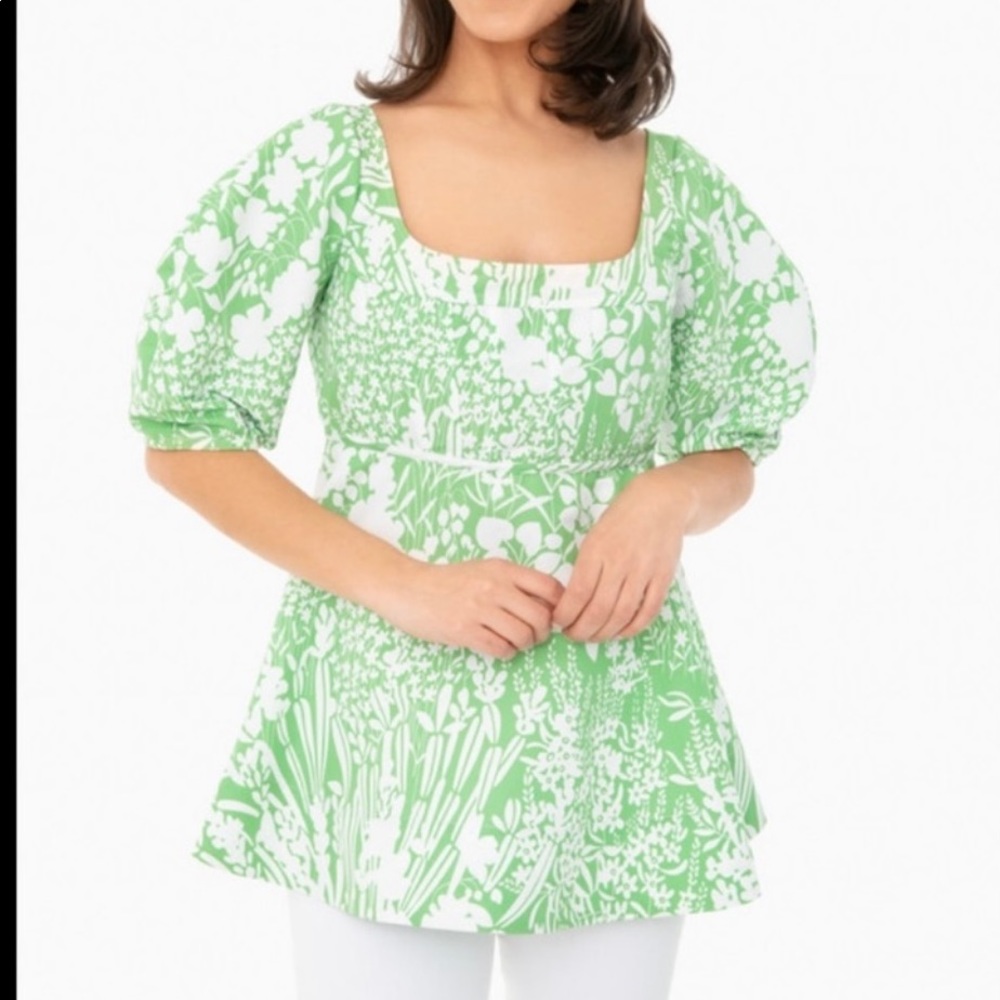 Tuckernuck Garden Green Nealy Top XS Puff Top